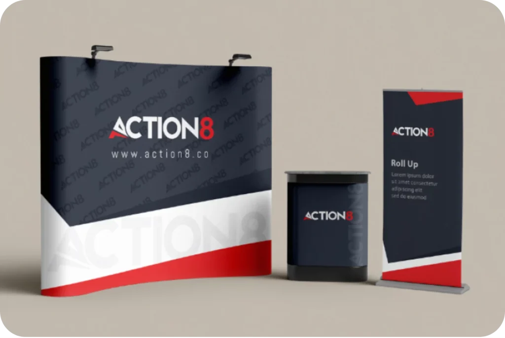 Pop-up displays and roll-up banners printing