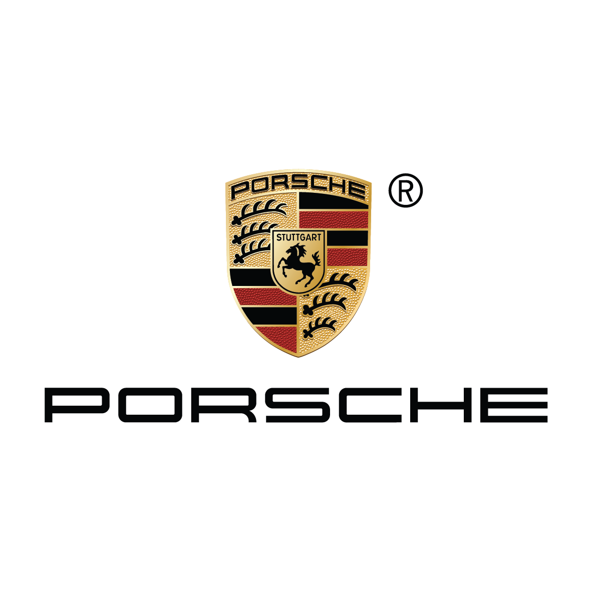 Porsche logo with a shield design, featuring a horse and the word "Porsche" below.
