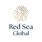 Logo of Red Sea Global featuring a wavy, circular design and text below.
