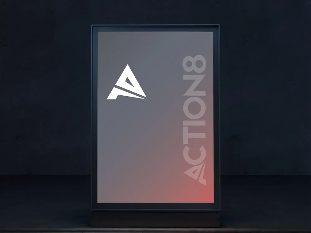 Backlit poster in an illuminated light box display
