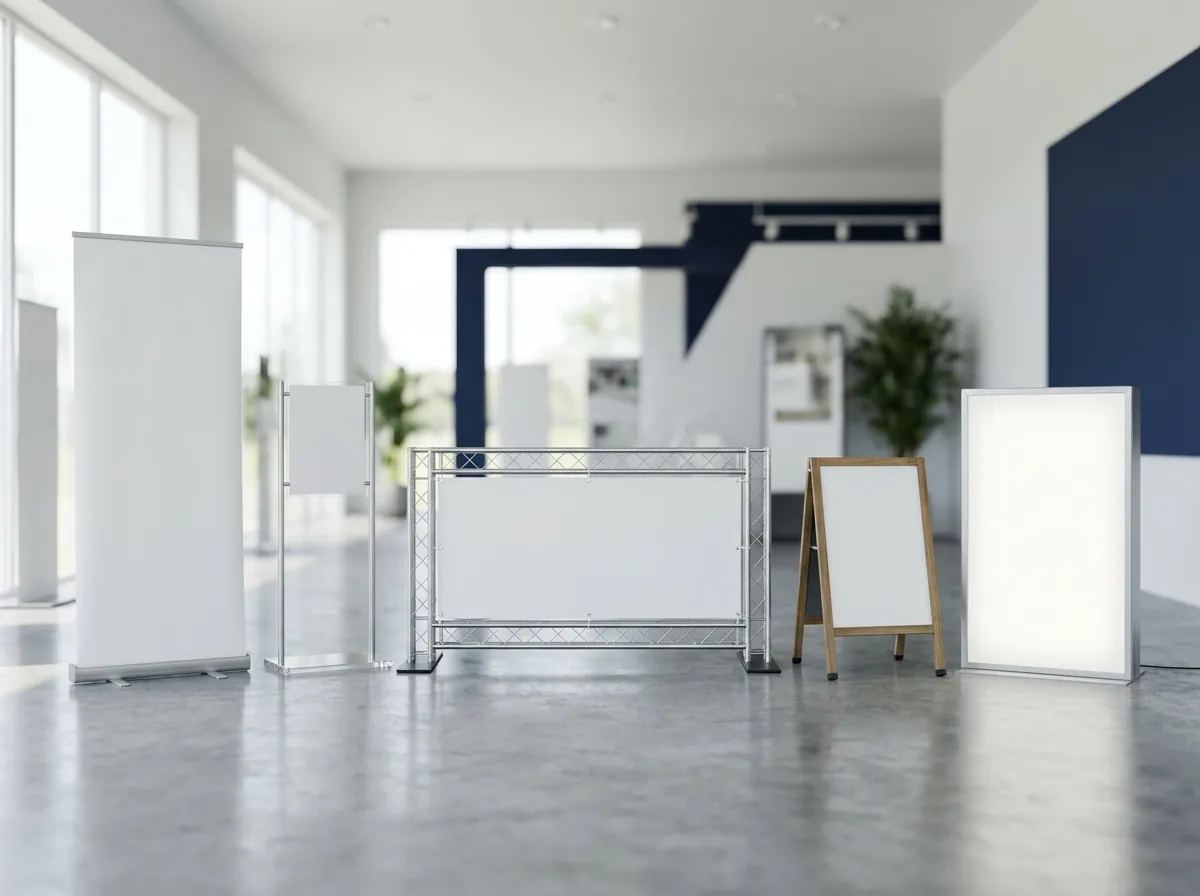 Roll-up banner, acrylic stand, banner frame, A-frame sign and light box for industrial sites, festivals and retail in Yanbu